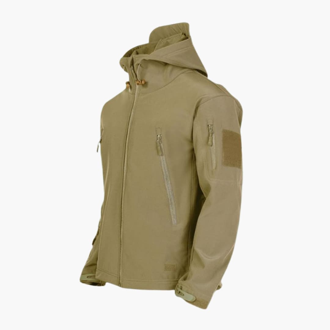 Veste tactique pour homme avec capuche ajustable et poches zippées