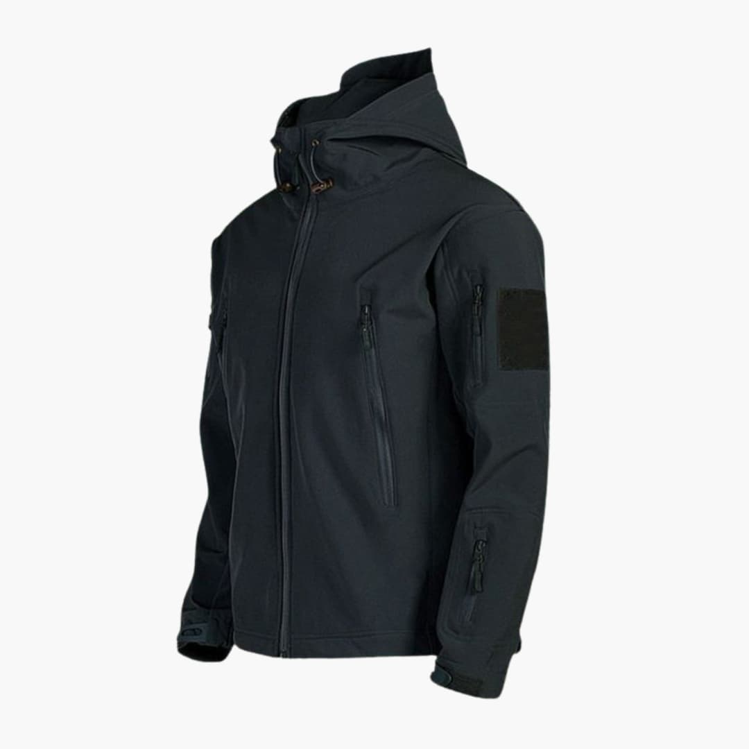 Veste tactique pour homme avec capuche ajustable et poches zippées