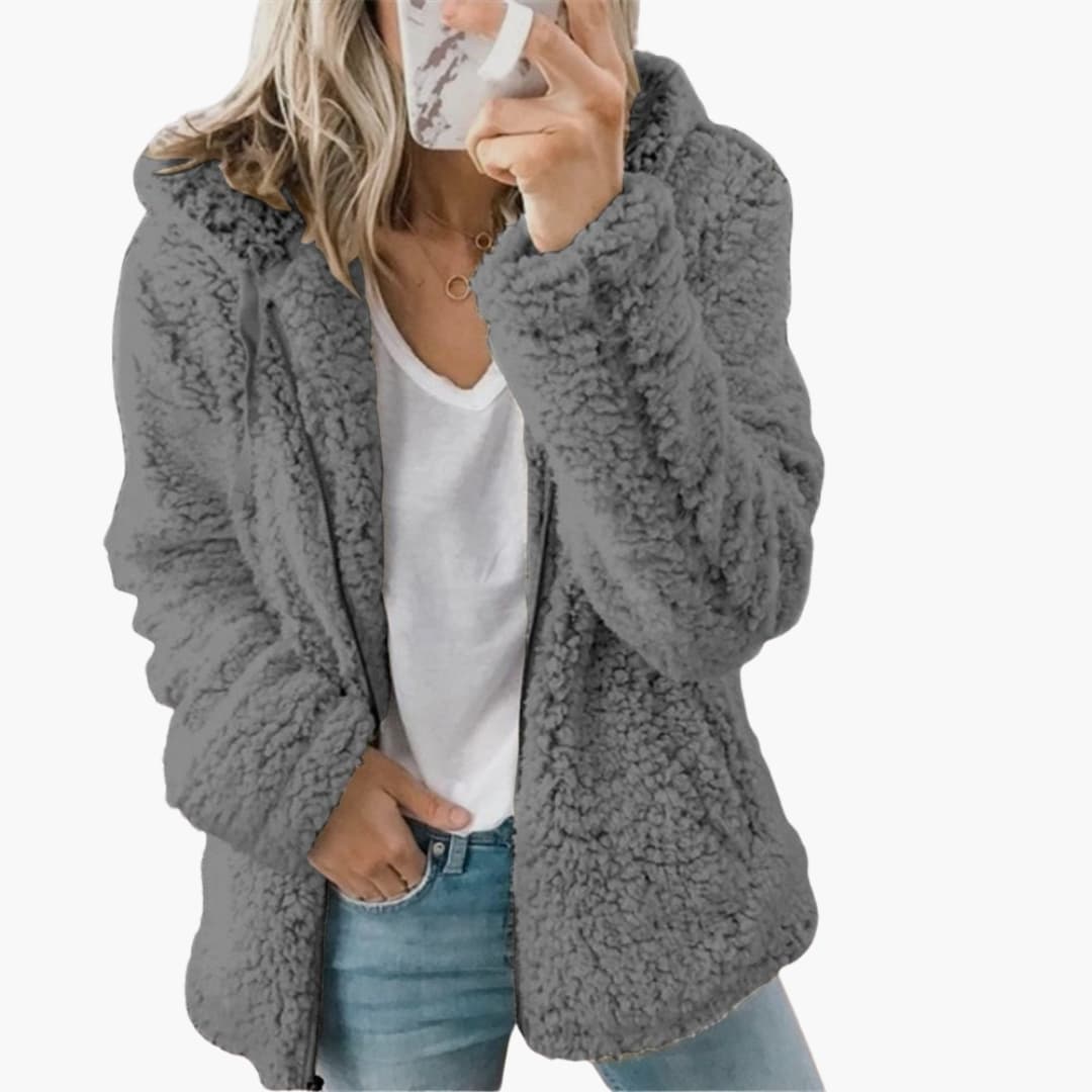 Veste teddy femme à capuche avec manteau polaire à capuche
