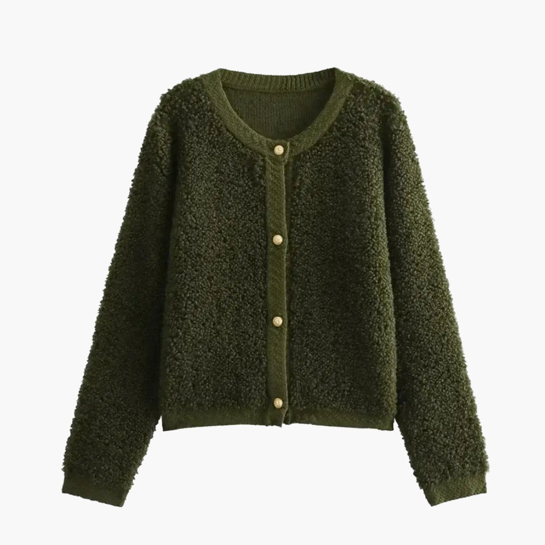 Women's teddy jacket with round collar and loose fit