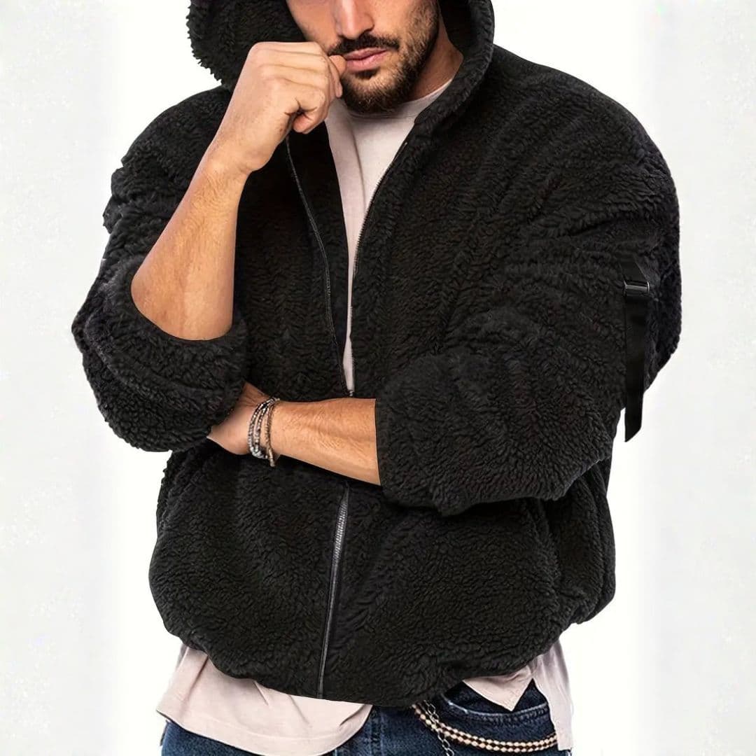 Veste teddy homme avec capuche et fermeture zippée