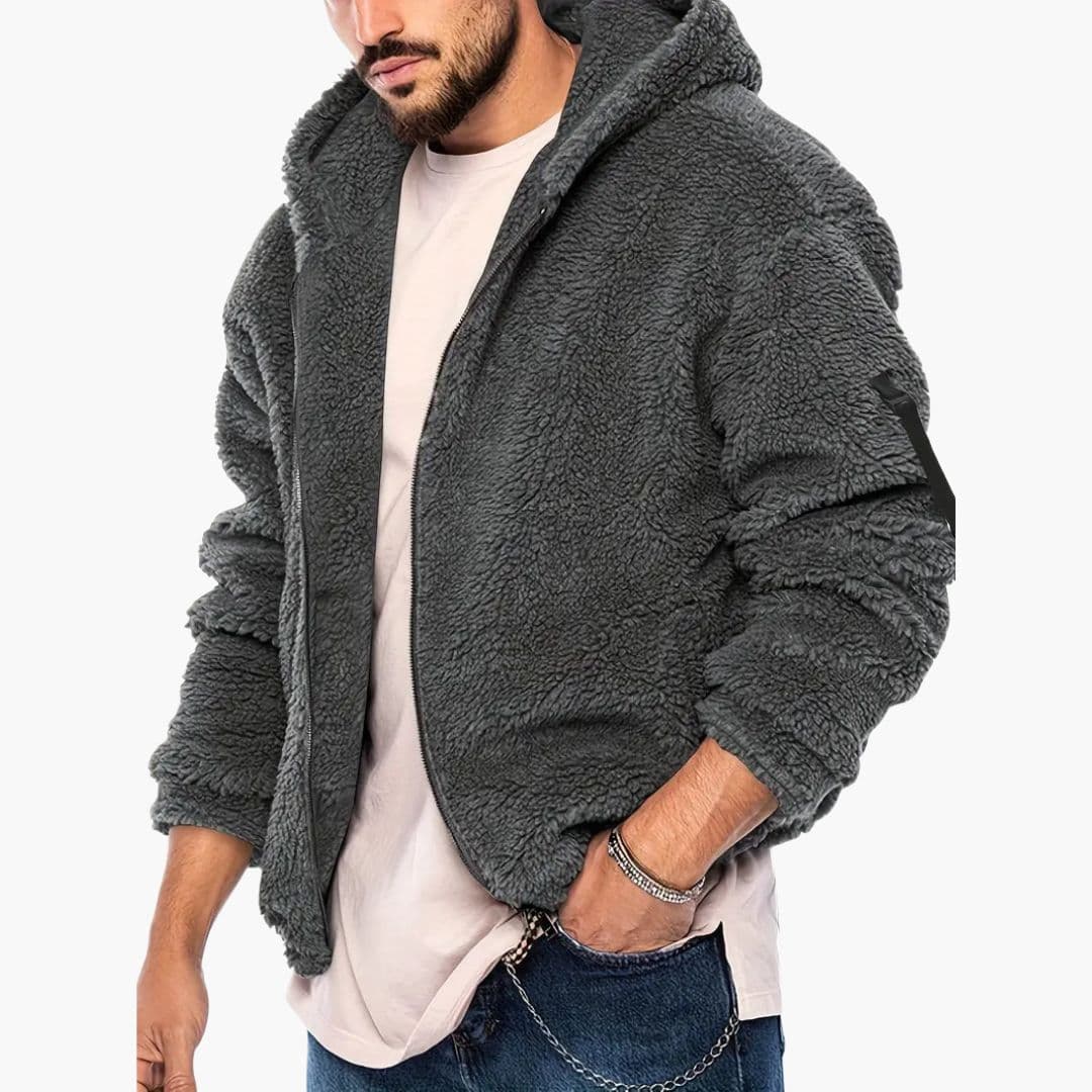 Veste teddy homme avec capuche et fermeture zippée