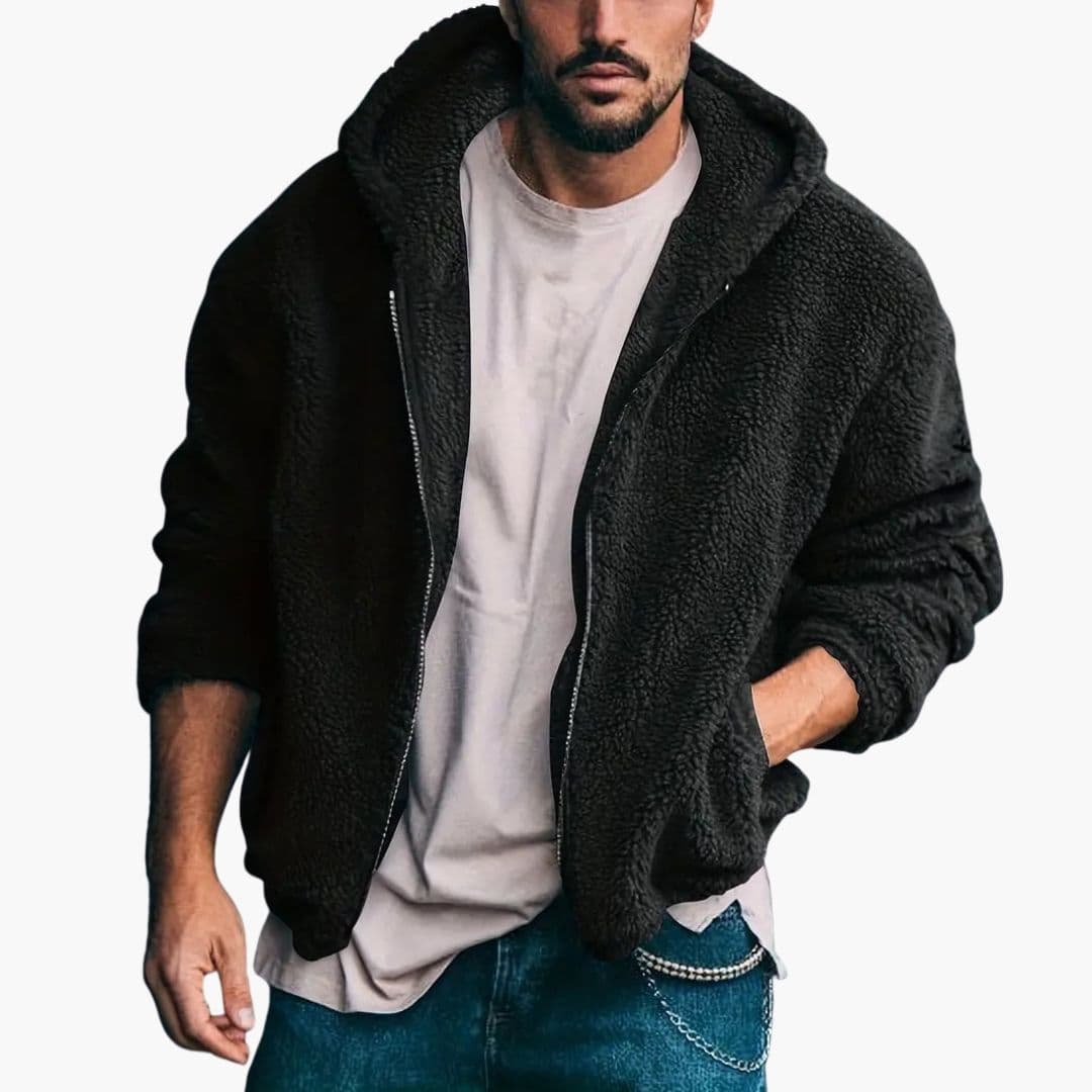 Veste teddy homme avec capuche et fermeture zippée
