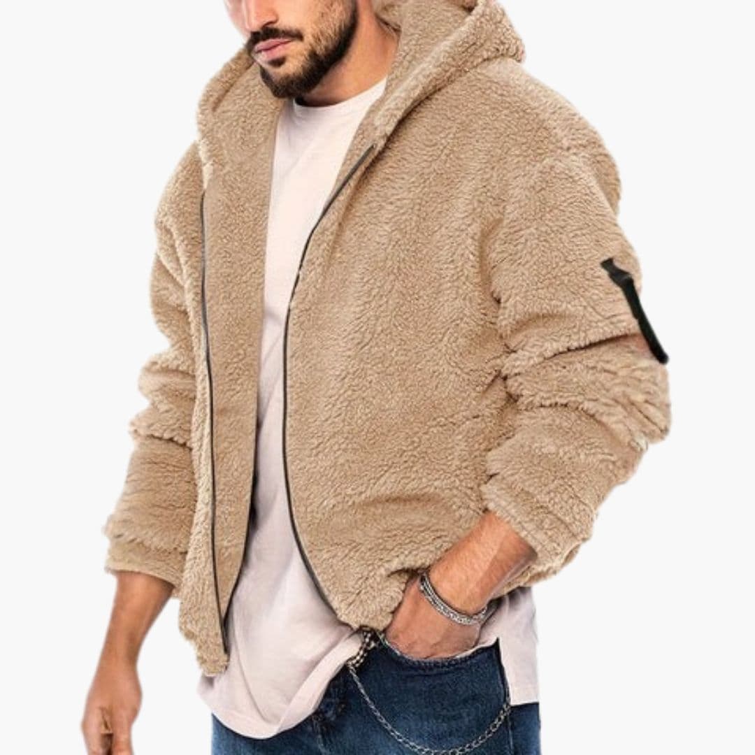 Veste teddy homme avec capuche et fermeture zippée