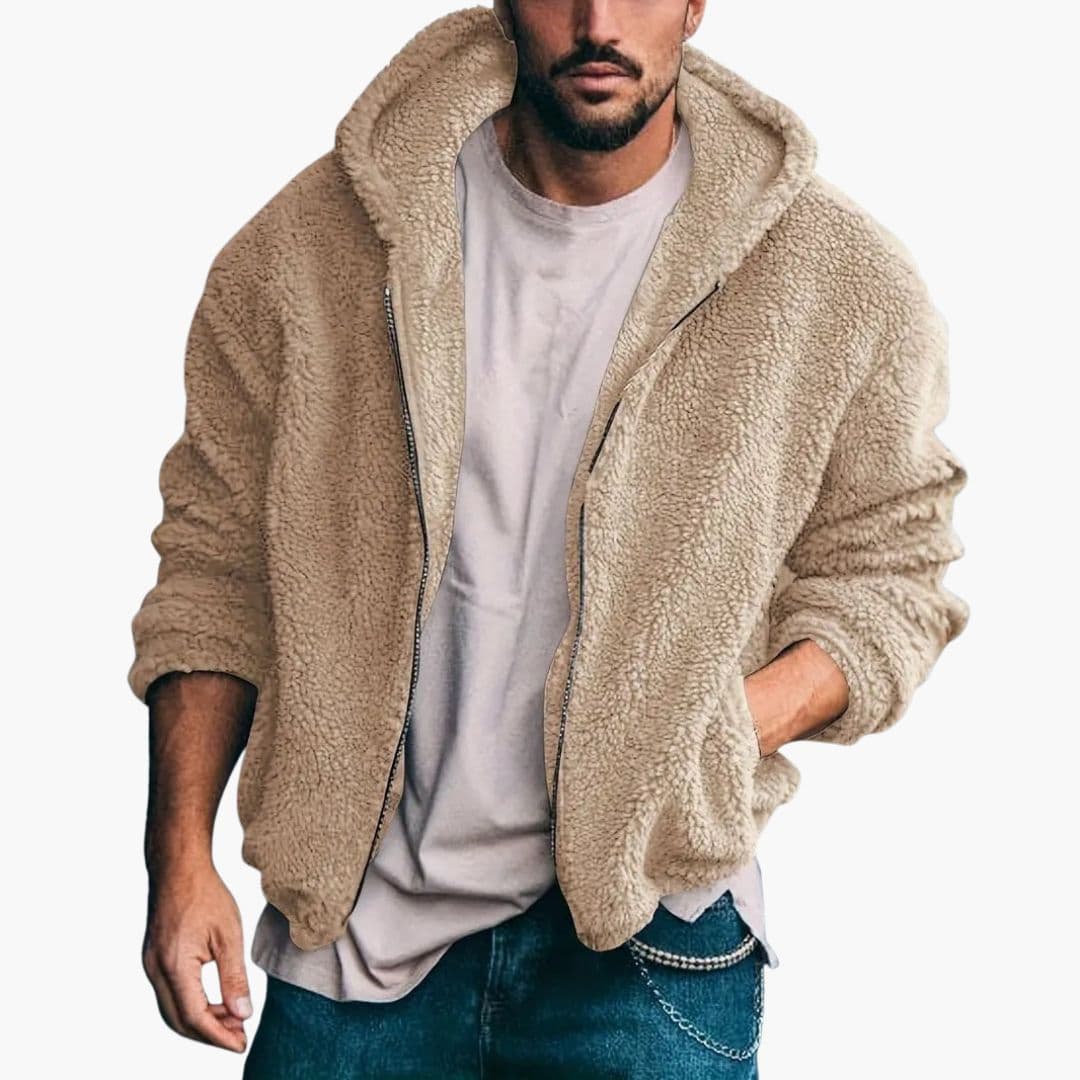 Veste teddy homme avec capuche et fermeture zippée