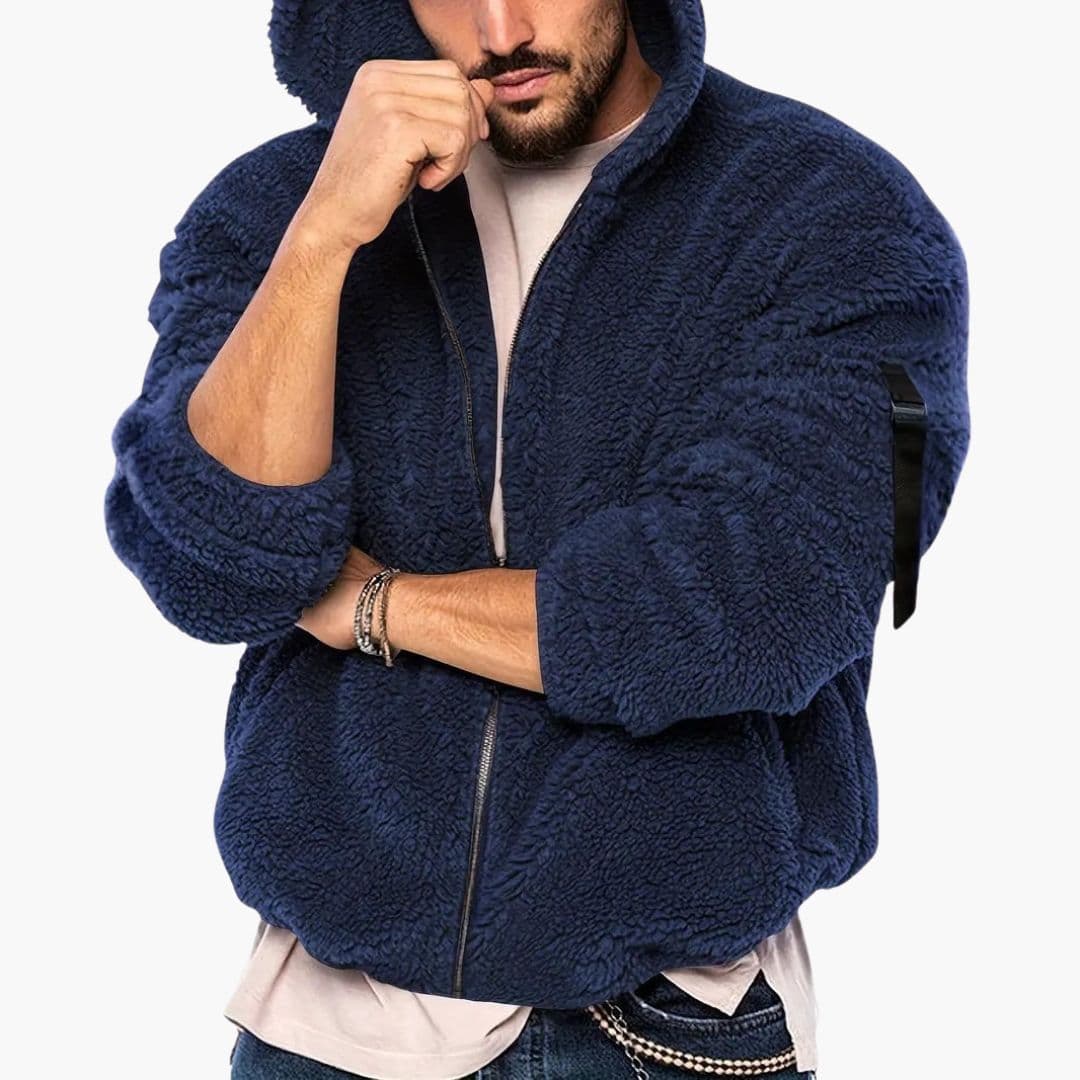 Veste teddy homme avec capuche et fermeture zippée
