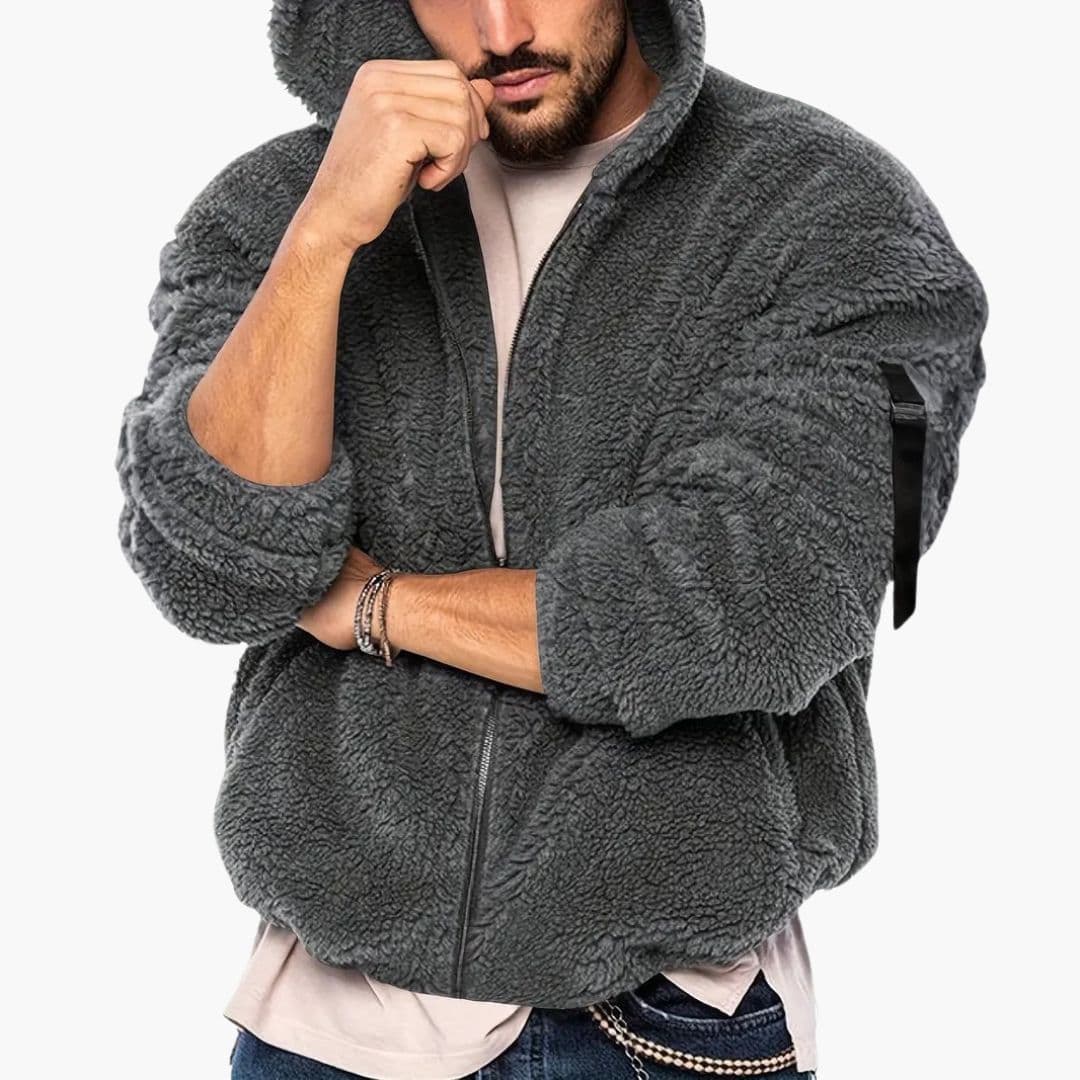 Veste teddy homme avec capuche et fermeture zippée