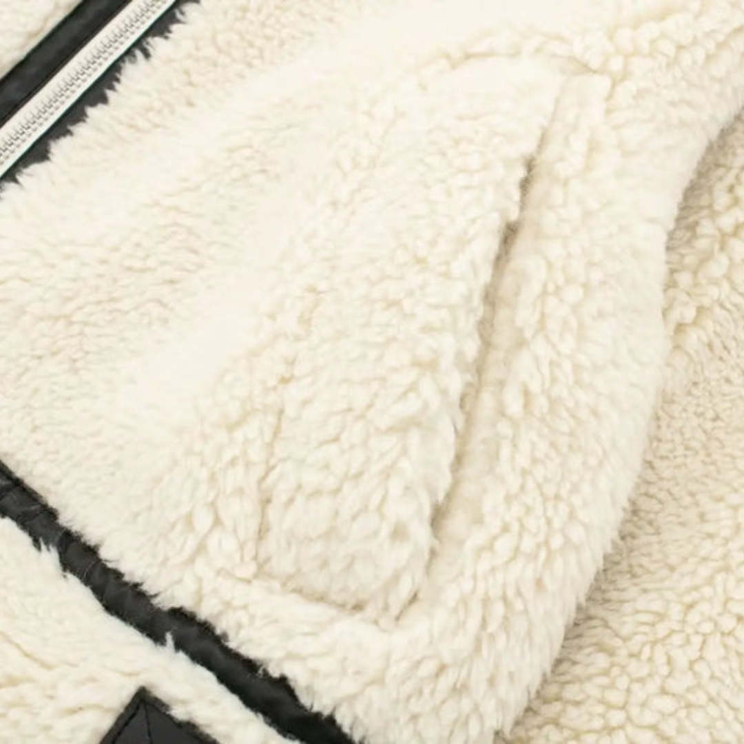 Giacca teddy da donna con chiusura lampo e bordi a contrasto