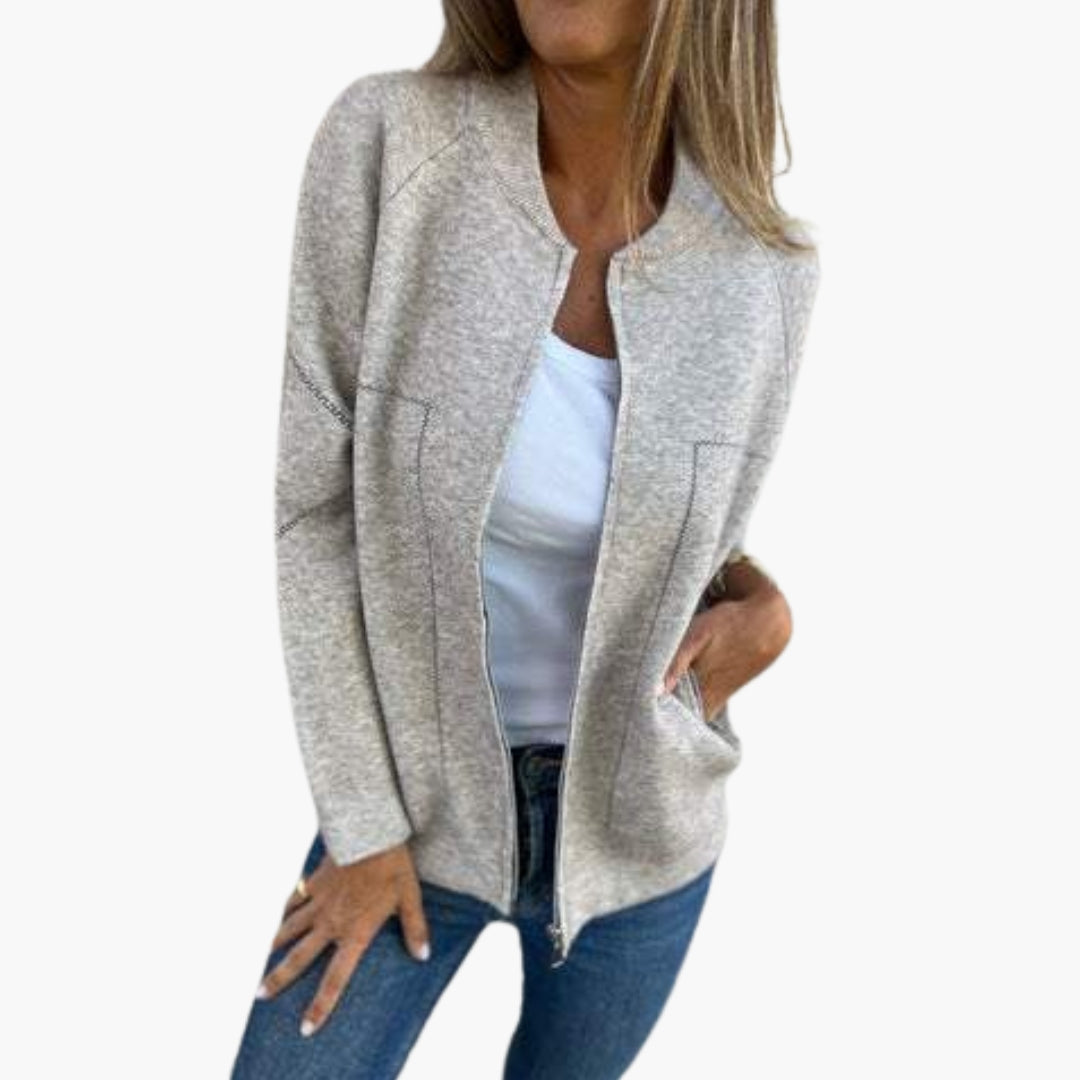 Veste zippée femme à col rond et poches latérales