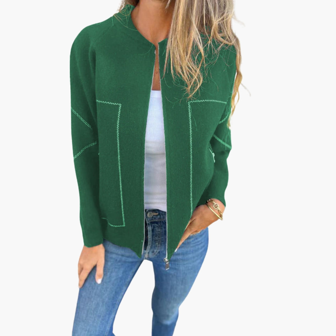 Damen Reißverschlussjacke mit Rundhalsausschnitt und Seitentaschen