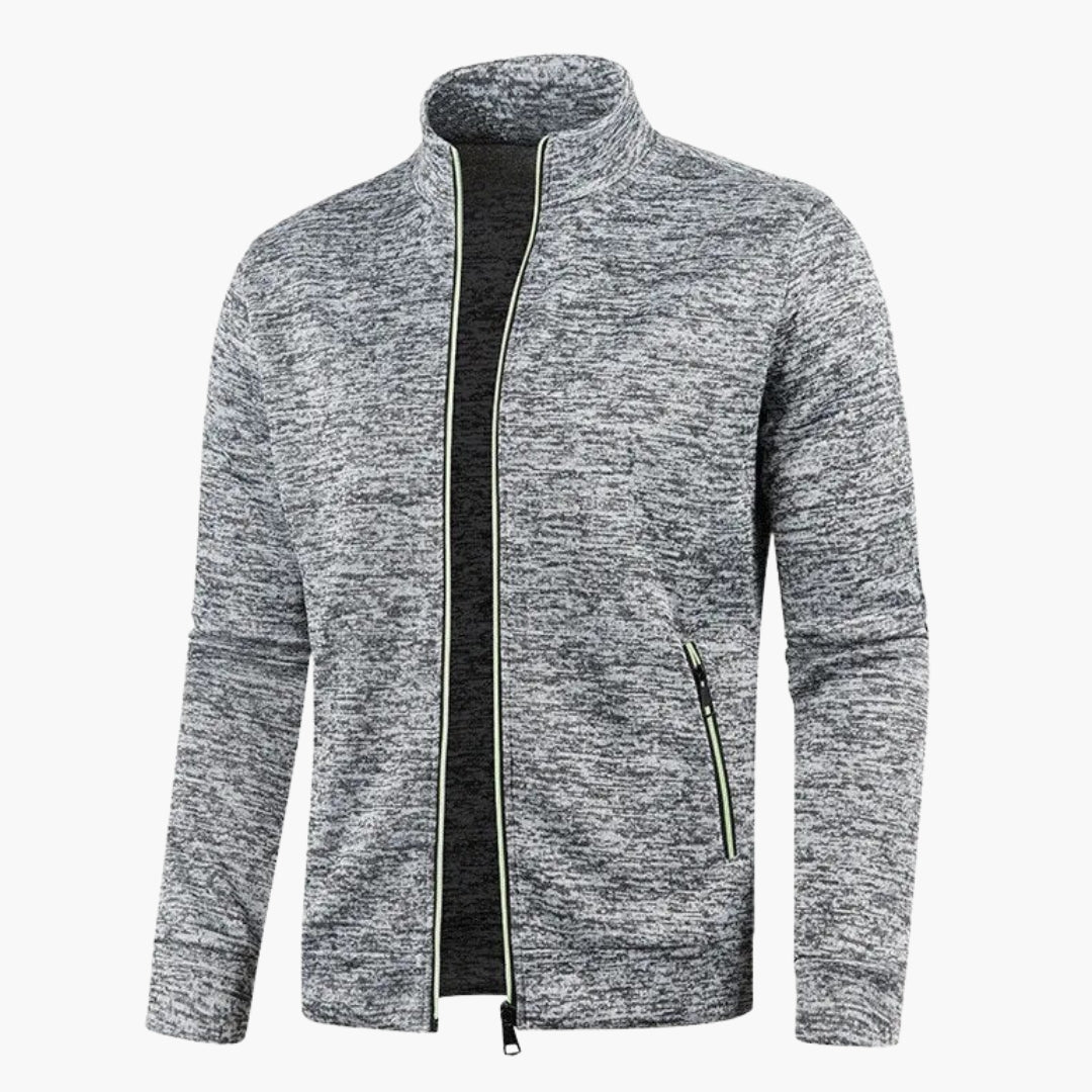 Herrejakke med glidelås, høy krage og lange ermer