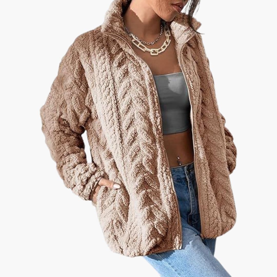 Veste zippée pour femme avec col montant