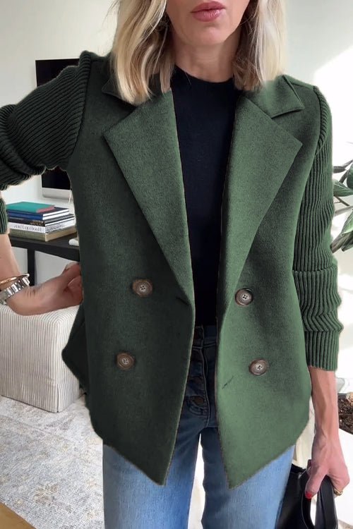 Blazer Femme À Manches En Maille Double Boutonnage