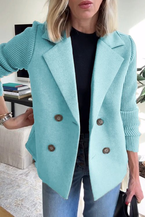 Blazer Femme À Manches En Maille Double Boutonnage