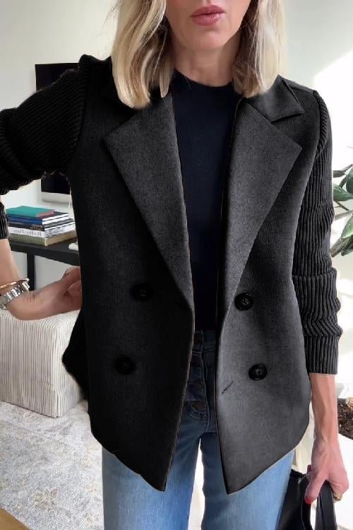 Blazer Femme À Manches En Maille Double Boutonnage