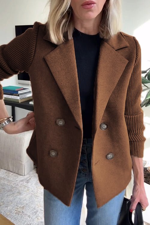 Blazer Femme À Manches En Maille Double Boutonnage
