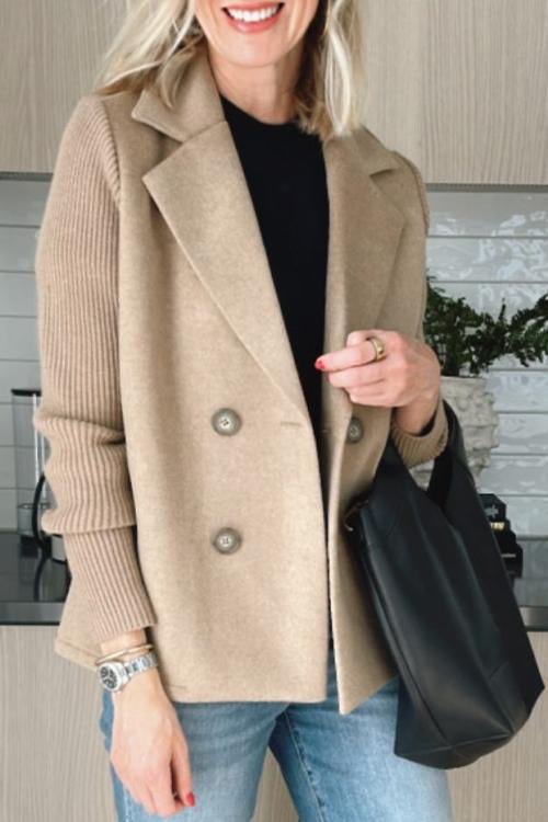 Blazer Femme À Manches En Maille Double Boutonnage