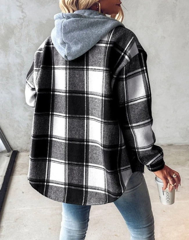 Gilet À Capuche Femme À Carreaux | Style Décontracté Et Confortable