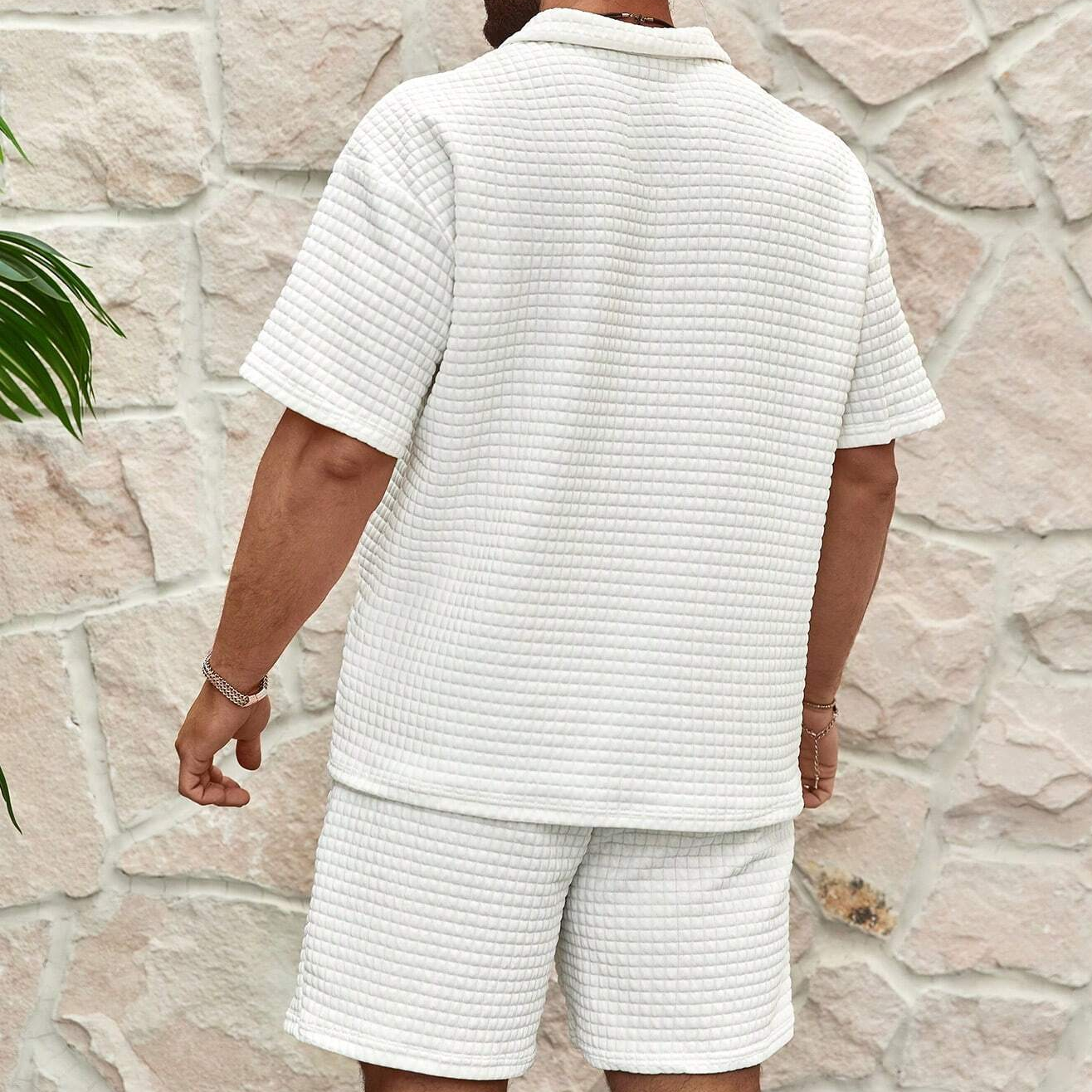 Ensemble homme polo et short en coton mélangé