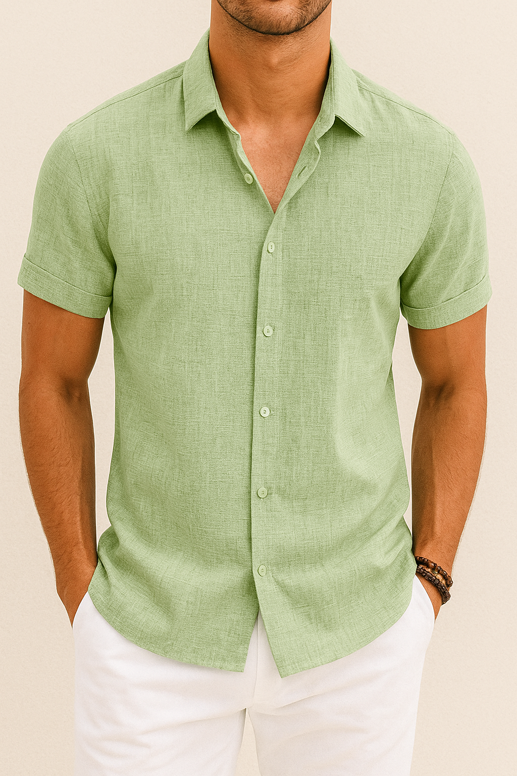 Chemise homme manches courtes | Coupe droite, col classique | Boutonnage intégral, respirante, tailles S à XXL