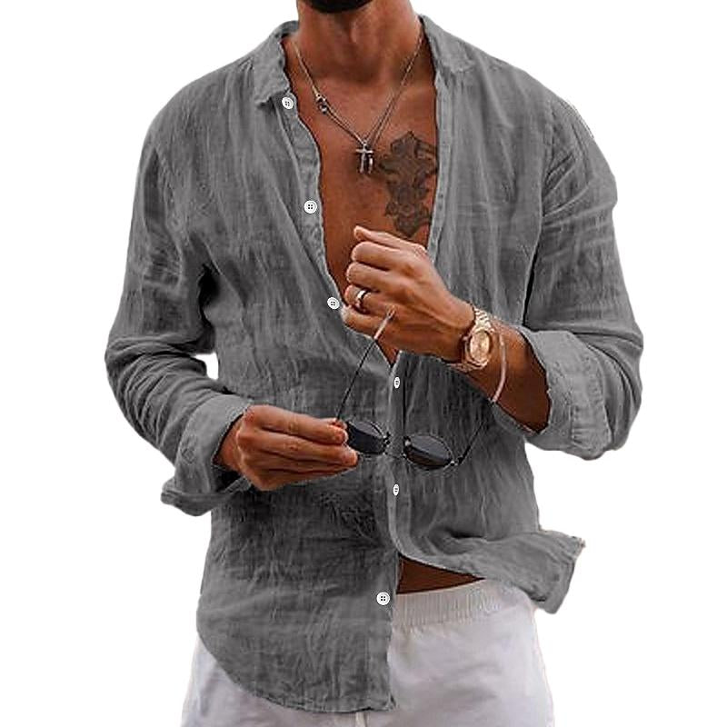 Chemise homme unie | col revers manches longues