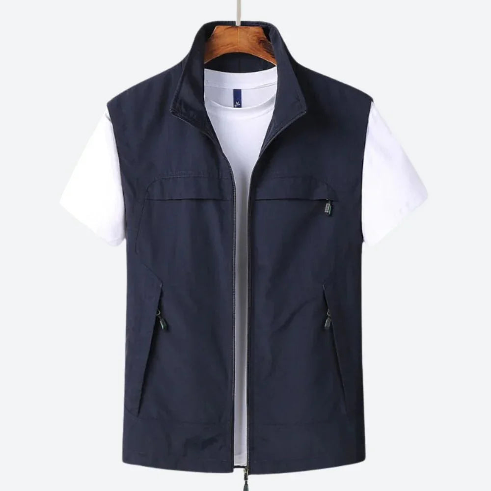 Gilet pour homme avec fermeture zippée et col montant