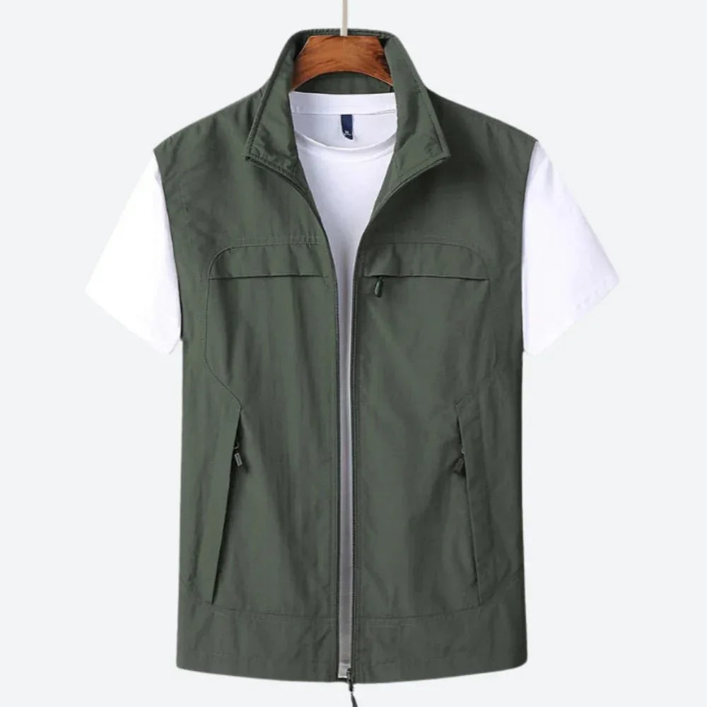 Gilet pour homme avec fermeture zippée et col montant