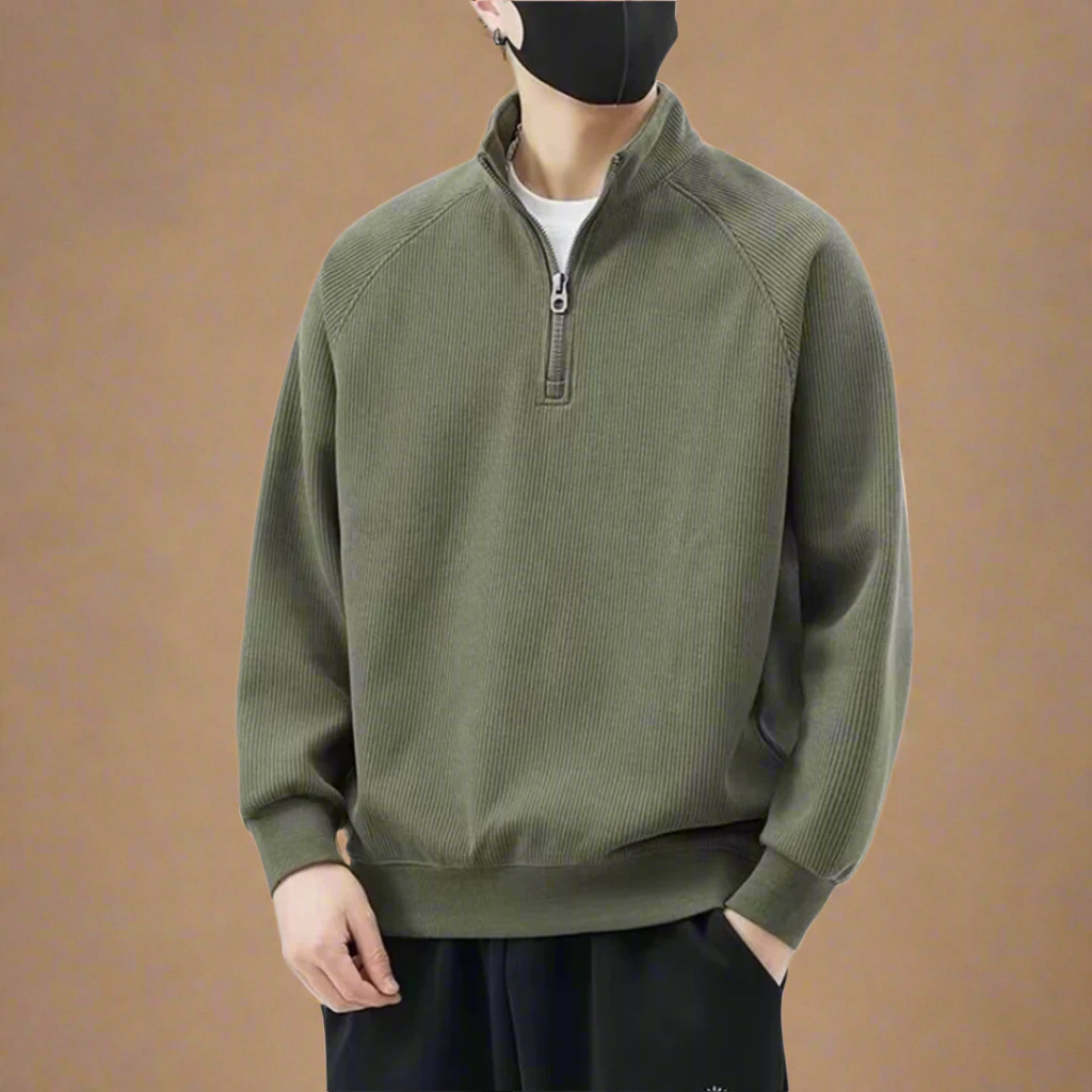 Pull À Col Zippé | Sweatshirt chaud décontracté en maille avec zip pour hommes