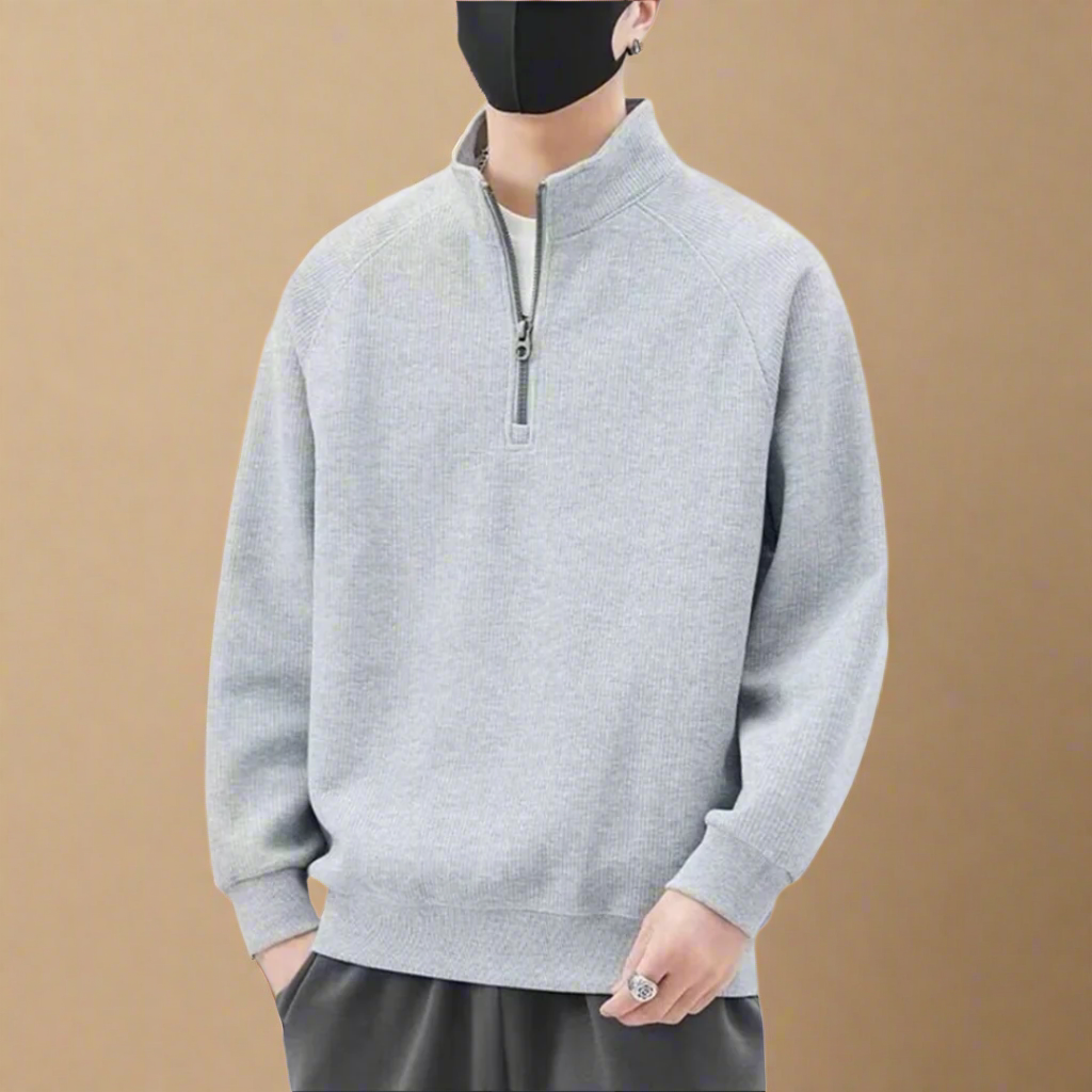 Pull À Col Zippé | Sweatshirt chaud décontracté en maille avec zip pour hommes