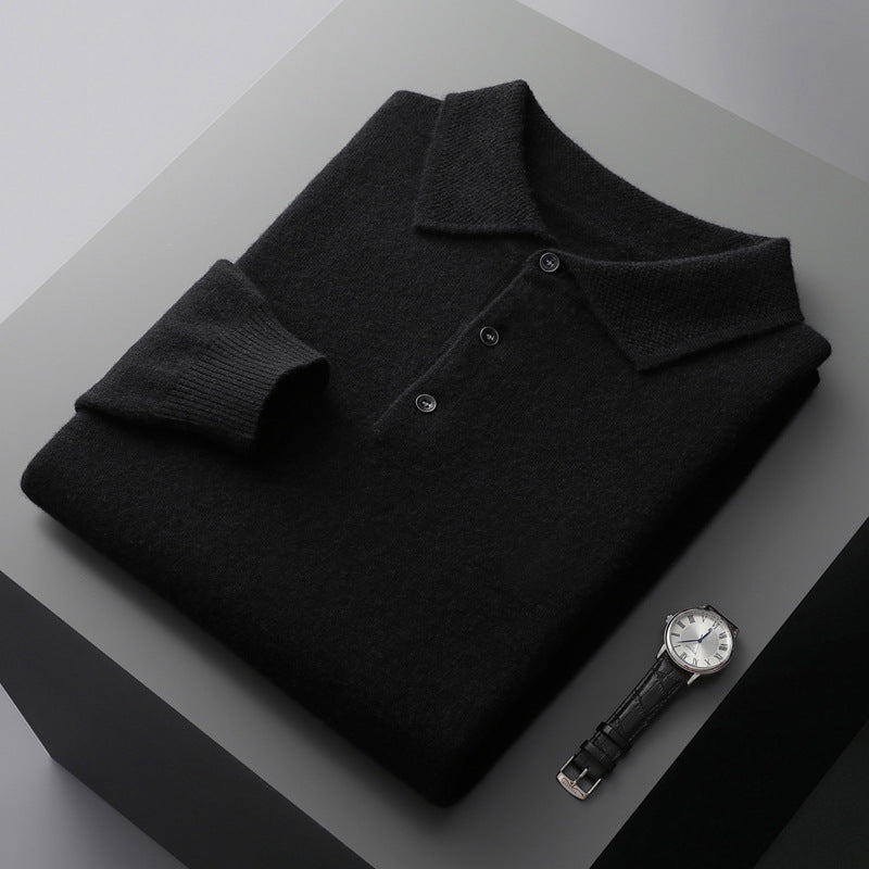 Polo homme manches longues | Col polo classique, patte trois boutons | Chaleur légère pour hiver et mi saison