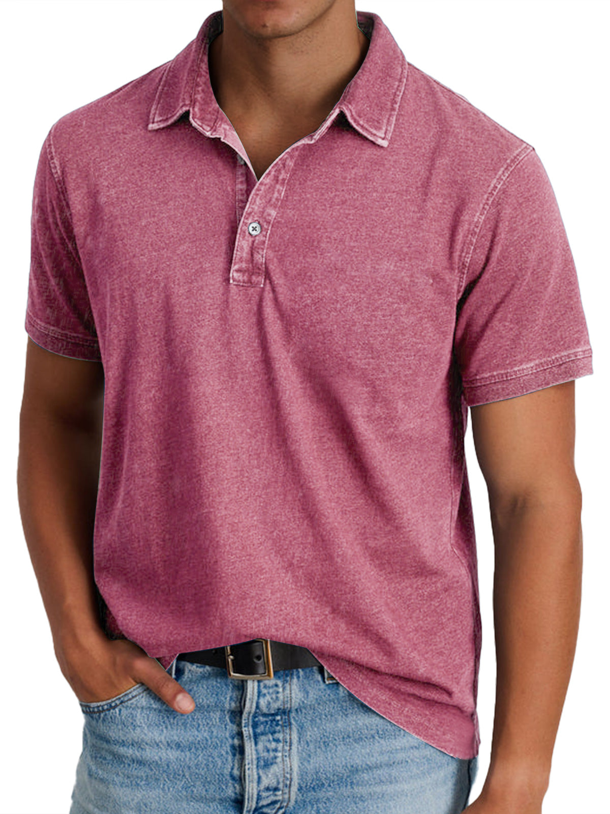 Polo homme col V | Léger et respirant, boutons discrets | Nombreux coloris, tailles S à XXXL