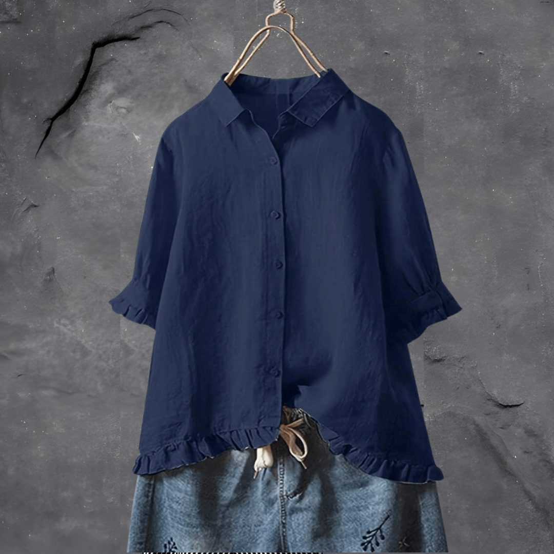Blouse élégante femme | haut soigné avec col et fermeture boutonnée