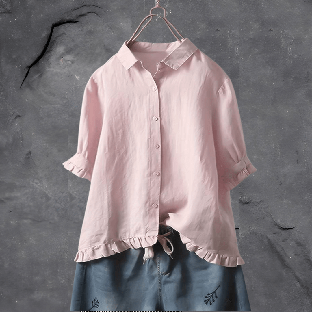Blouse élégante femme | haut soigné avec col et fermeture boutonnée