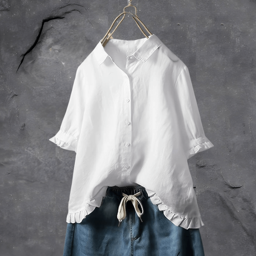 Blouse élégante femme | haut soigné avec col et fermeture boutonnée