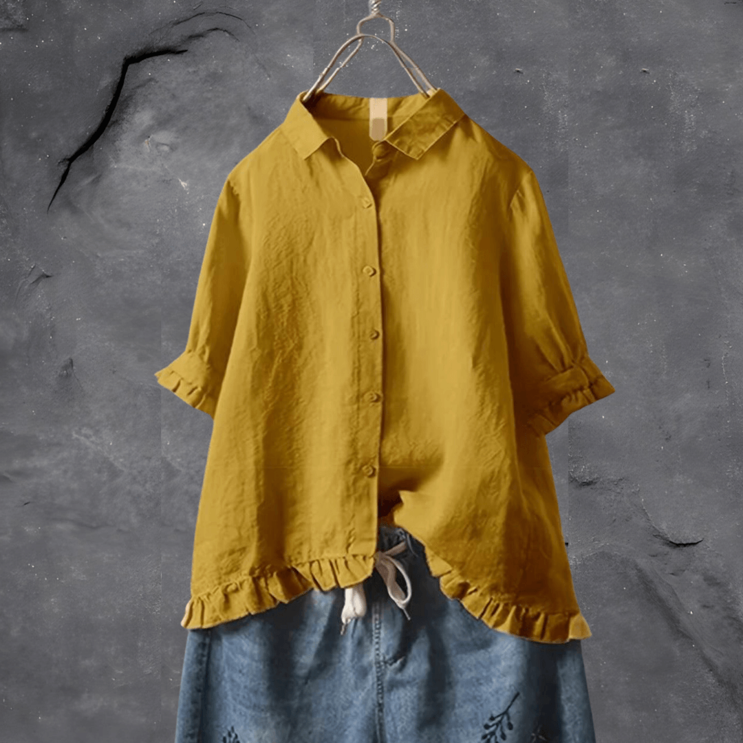 Blouse élégante femme | haut soigné avec col et fermeture boutonnée