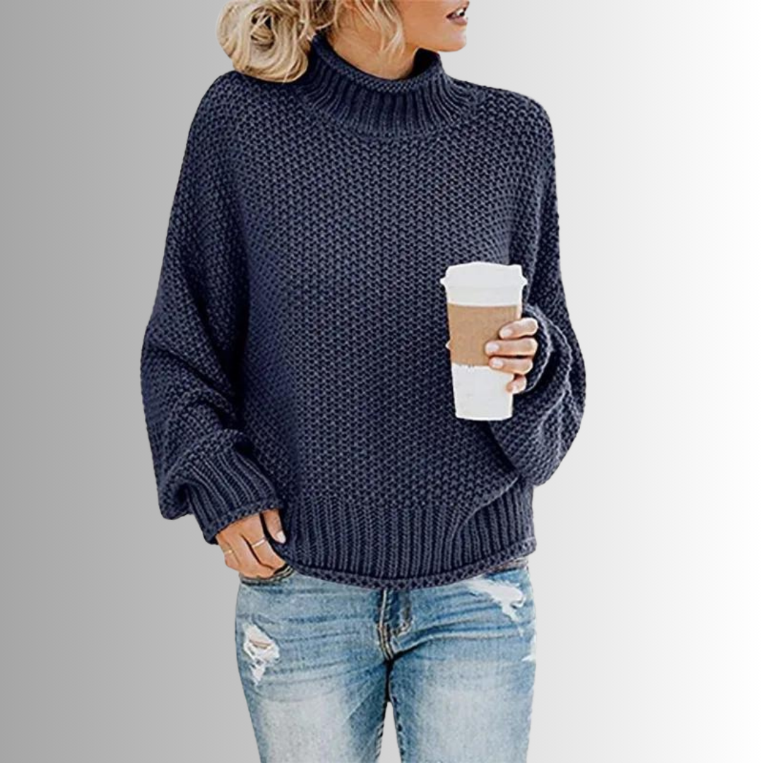 Pull Femme Col Montant En Maille Douce | Haut Élégant Pour L’Automne Et L’Hiver