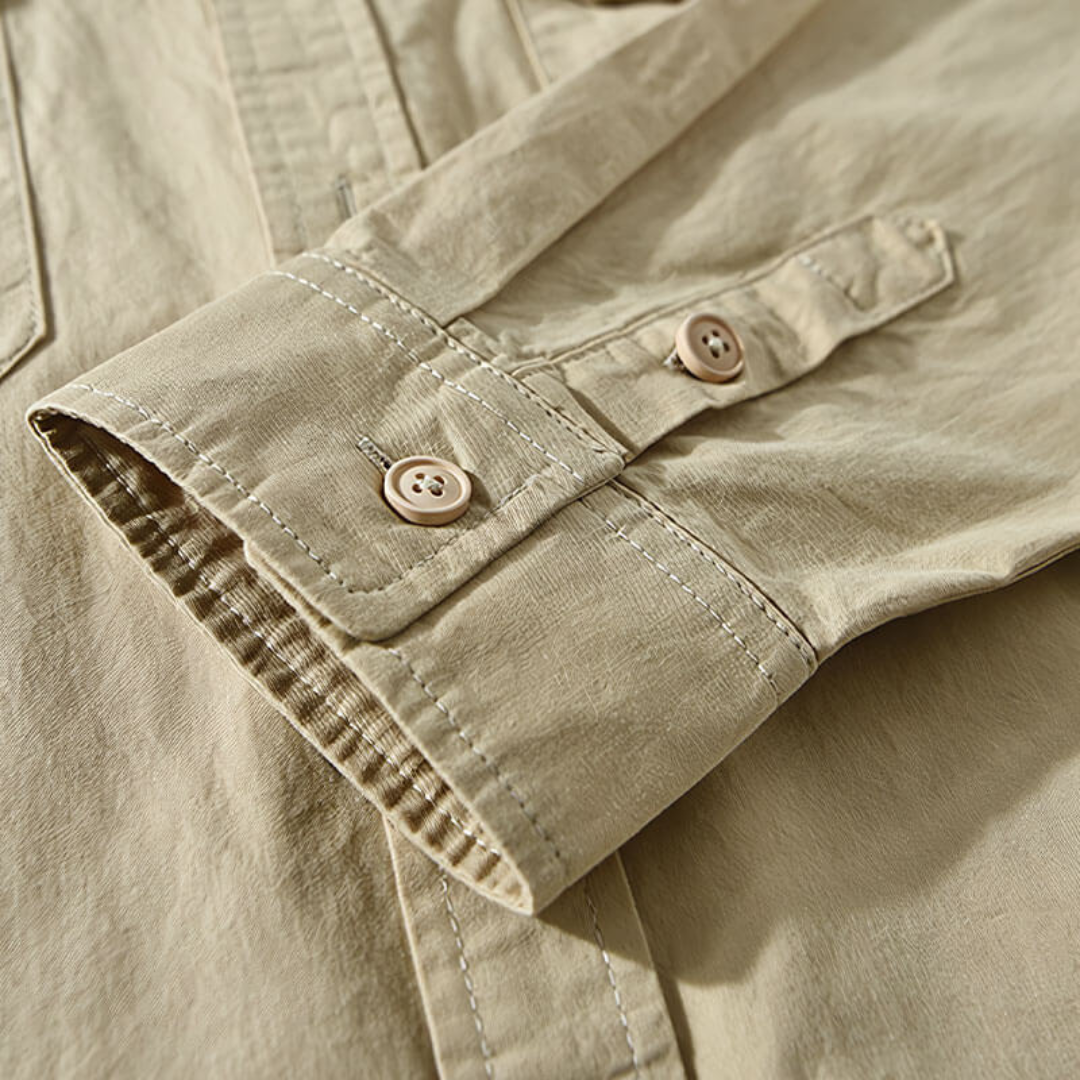 Chemise homme manches longues | Coupe décontractée, col classique, 2 poches poitrine | Boutonnage intégral, tailles S à XXL