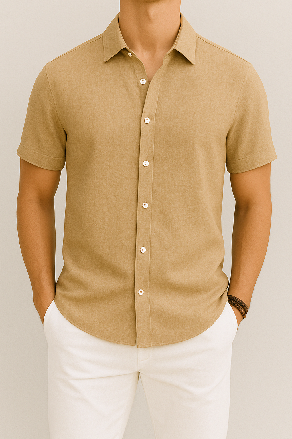 Chemise homme manches courtes | Coupe droite, col classique | Boutonnage intégral, respirante, tailles S à XXL