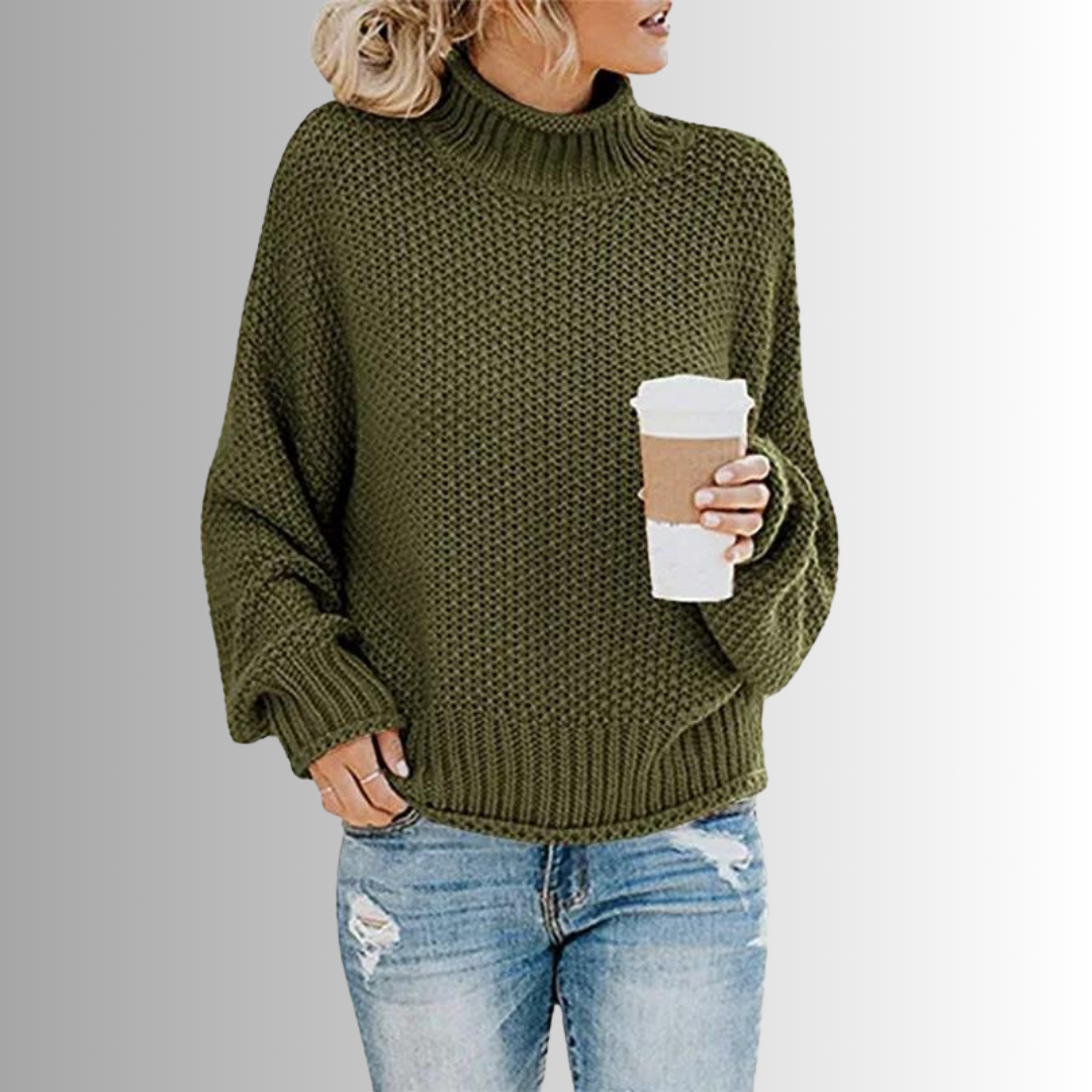 Pull Femme Col Montant En Maille Douce | Haut Élégant Pour L’Automne Et L’Hiver