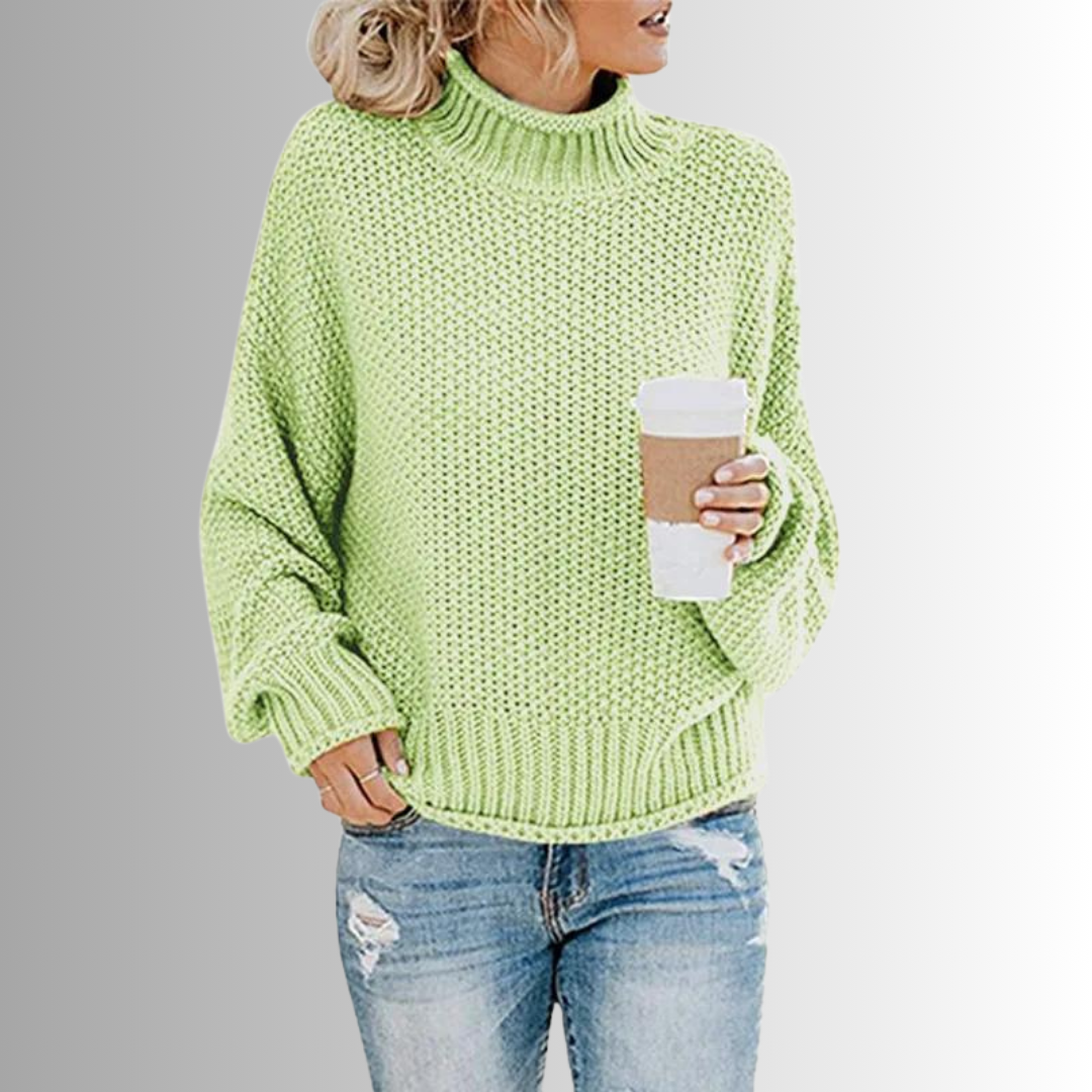 Pull Femme Col Montant En Maille Douce | Haut Élégant Pour L’Automne Et L’Hiver