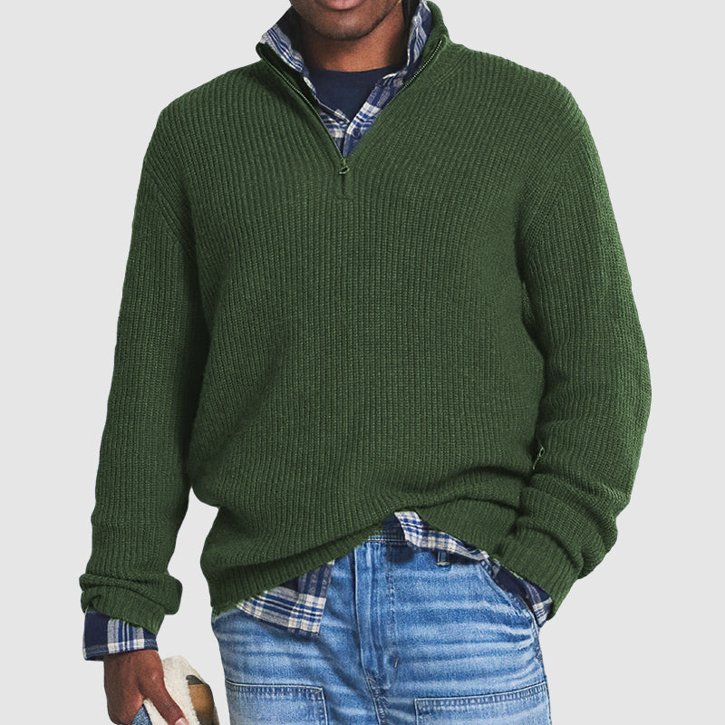 Pull Demi-Zip Homme | Style Business-Casual | Col Montant | Confort Quotidien