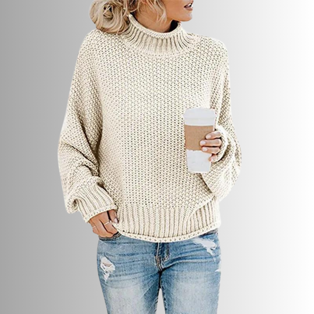 Pull Femme Col Montant En Maille Douce | Haut Élégant Pour L’Automne Et L’Hiver