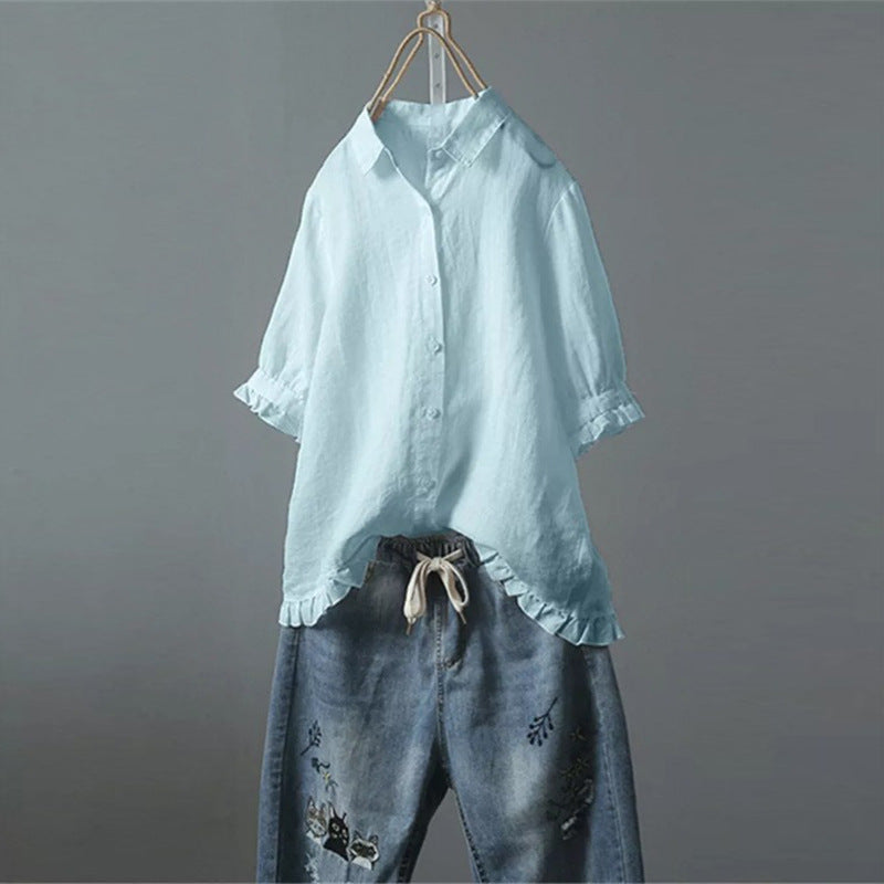 Blouse élégante femme | haut soigné avec col et fermeture boutonnée