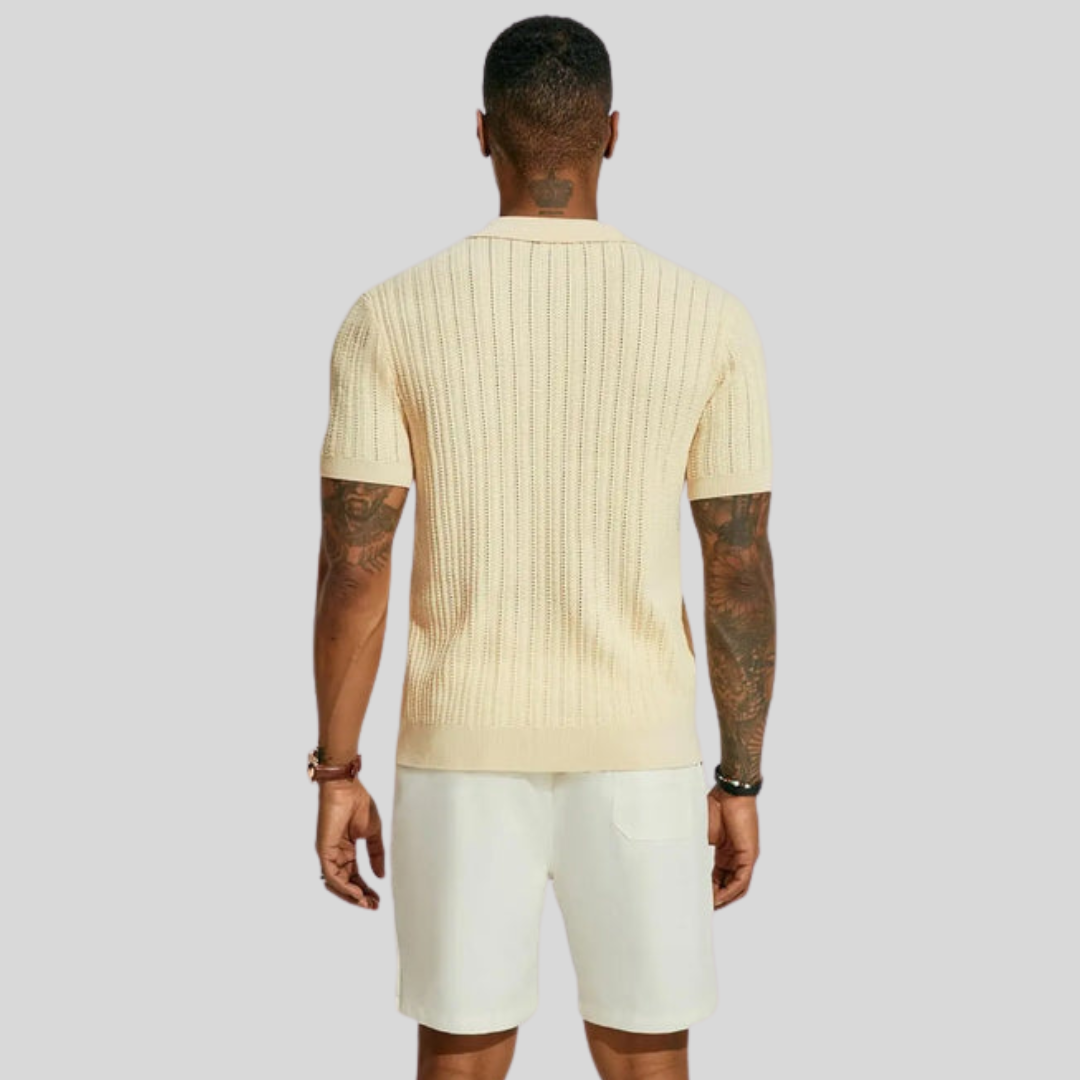 Chemise homme manches longues | Maille légère, coupe droite | Col classique, boutonnage intégral