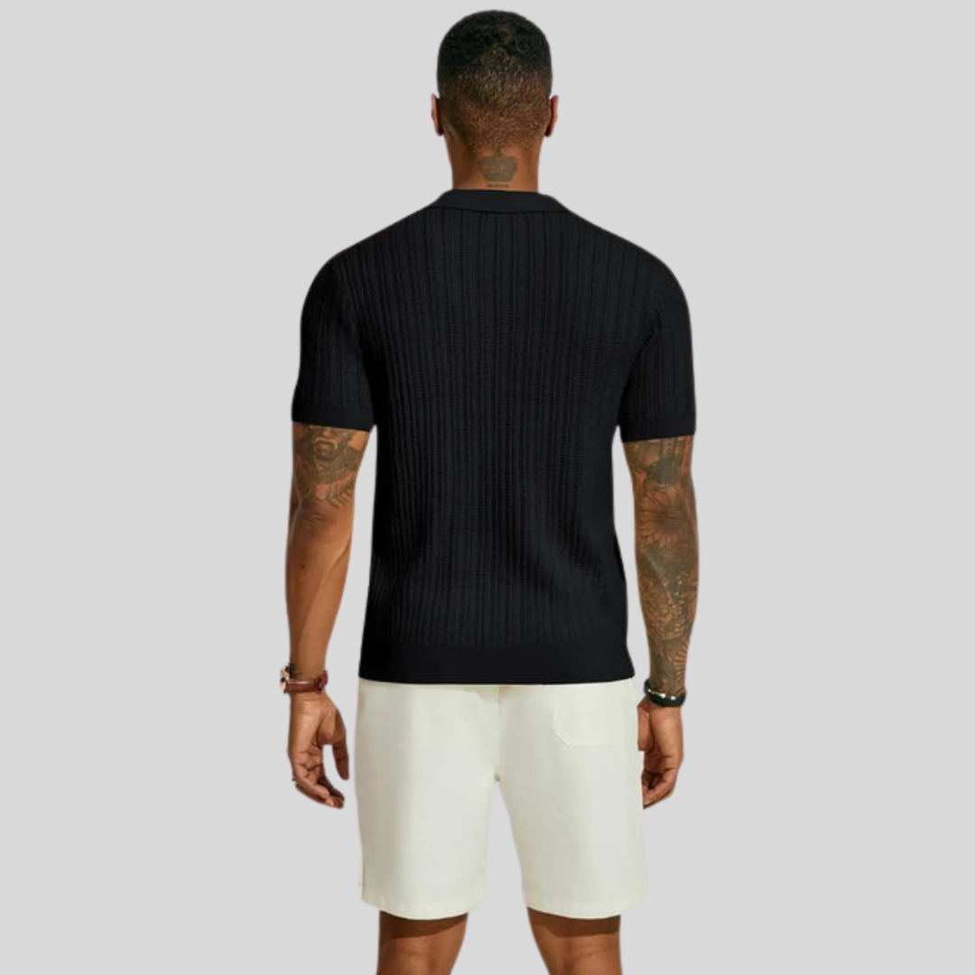 Chemise homme manches longues | Maille légère, coupe droite | Col classique, boutonnage intégral