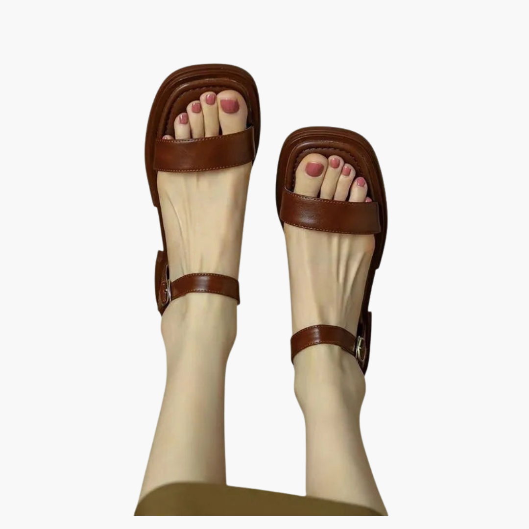 Femmes Sandales orthopédiques en cuir avec talon bloc