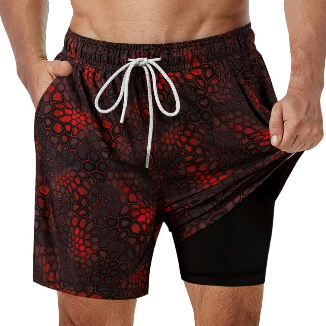 Calções de banho para homens com bolsos laterais