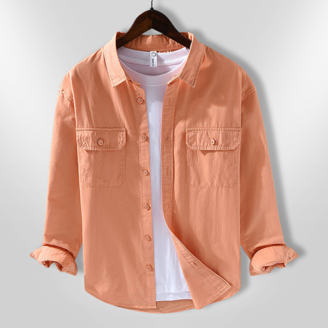 Chemise homme manches longues | Coupe décontractée, col classique, 2 poches poitrine | Boutonnage intégral, tailles S à XXL