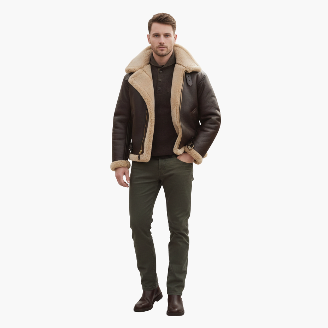 Giubbotto aviatore uomo con fodera sherpa