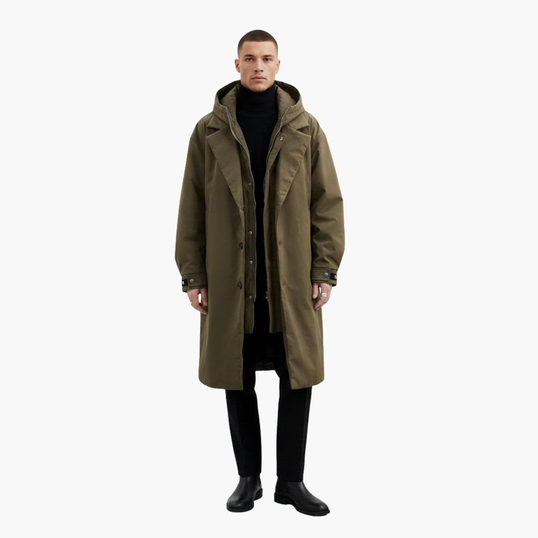 Trench homme avec col à revers et fermeture boutonnée